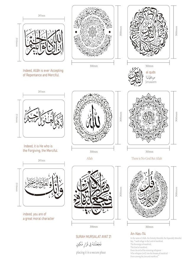DEVASYA CRAFTS 8pcs Wall Art Stencil Symbol Theme Wall Stencils Reusable Stencils Painting Templates 11.8X11.8, 11.8x8 for Walls Card Making Wood Furniture Nursery Bedroom Decor - Image 3